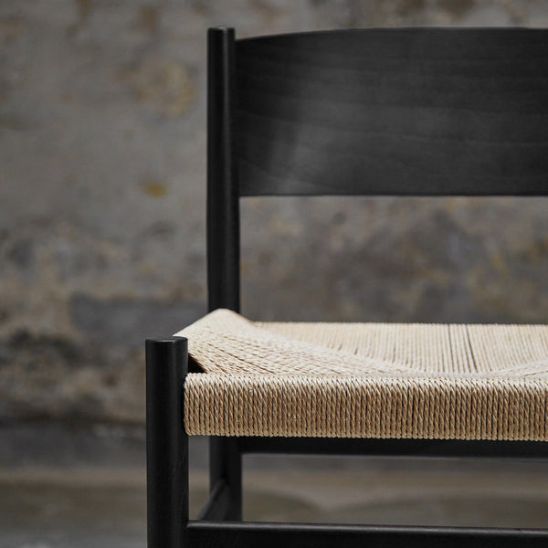 Nestor Sidechair | Black Beech | Natural paper cord seat | by Tom