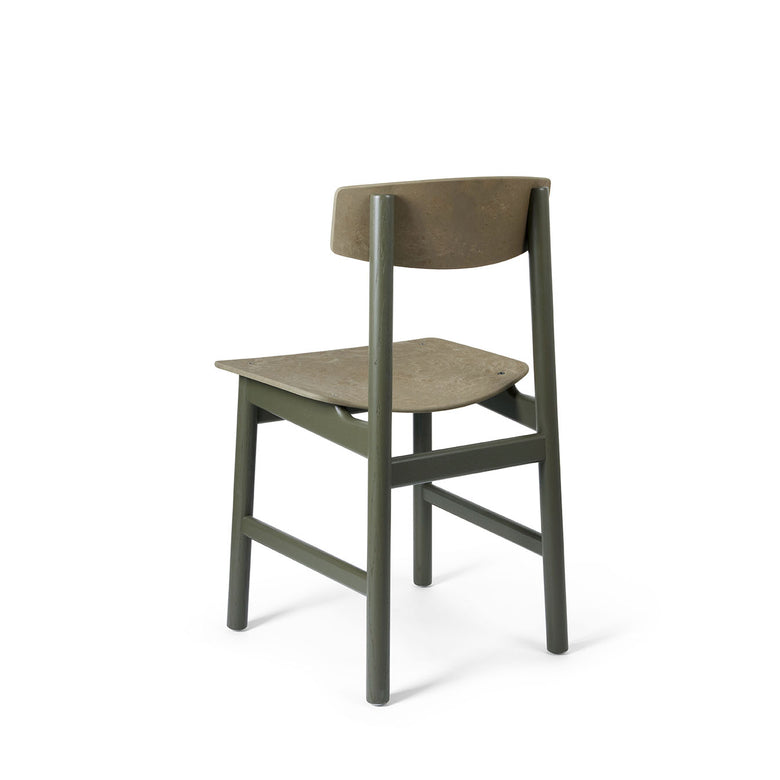Conscious Chair 3162 in Green Stained Oak and Coffee Waste Green, back view