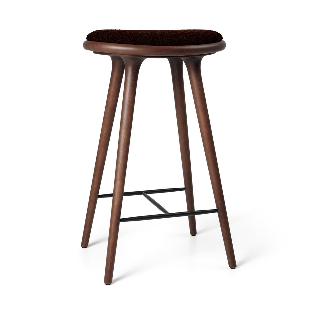 High Stool 74 cm in Brown Beech with Kvadrat Baru 0390