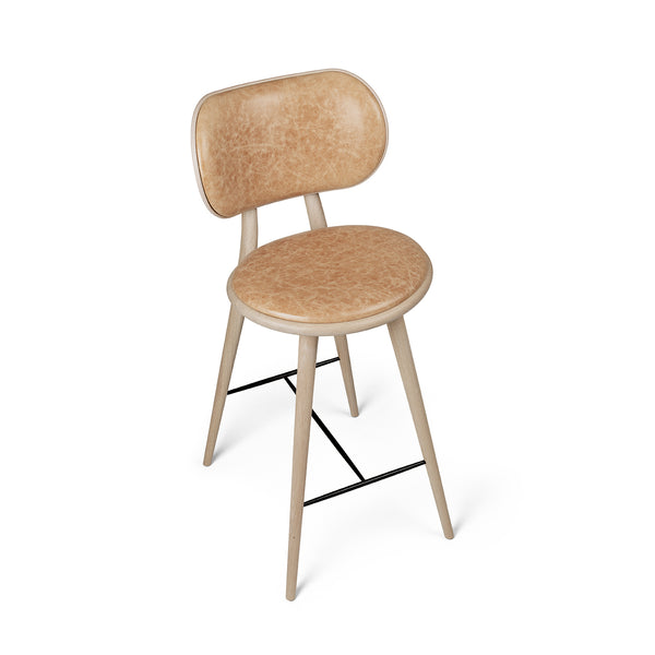 High Stool Backrest | Matt Oak Pista | 74 cm | Camo Leather Pista Sand | by Space Copenhagen