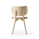 The Dining Chair in Matt Oak with Camo Leather Pista Sand, back view